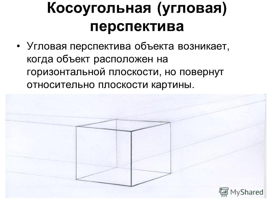 Объем на плоскости. Угловая линейная перспектива. Косоугольная перспектива. Угловая перспектива 6 класс. Предметы в угловой перспективе.